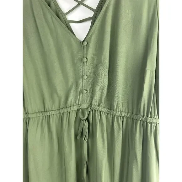 NWT Torrid Babydoll Challis Sharkbite Flutter Sleeve Top Green Plus Size 2 2X - Picture 6 of 16